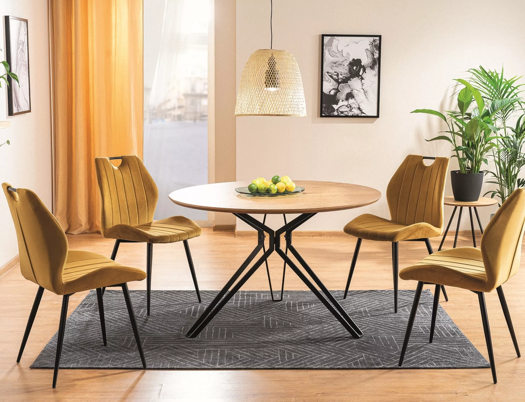 Krzesło arco velvet czarny stelaż / curry bluvel 68