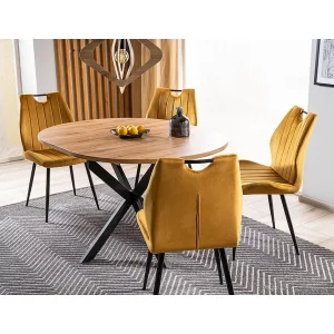 Krzesło arco velvet czarny stelaż / curry bluvel 68