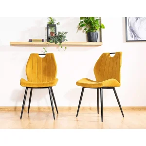 Krzesło arco velvet czarny stelaż / curry bluvel 68