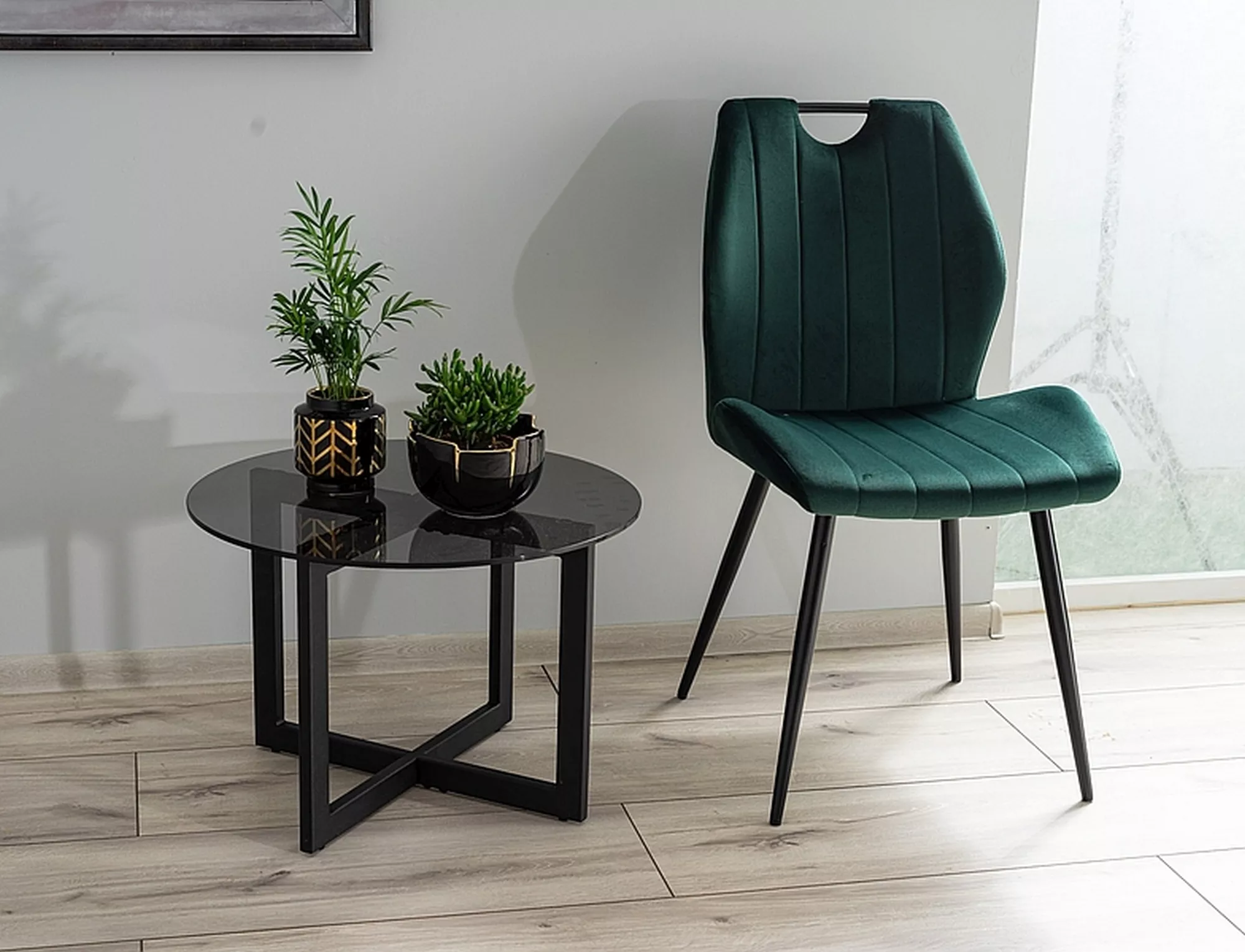 Krzesło arco velvet czarny stelaż / zielony bluvel78