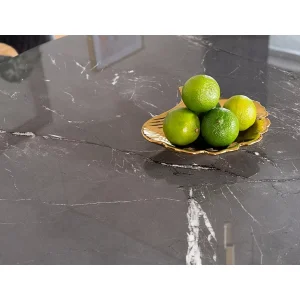 Stół cyryl ii czarny efekt kamienia/czarny/złoty stleaż fi100