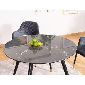 Stół cyryl ii czarny efekt kamienia/czarny/złoty stleaż fi100