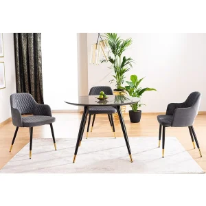 Stół cyryl ii czarny efekt kamienia/czarny/złoty stleaż fi100