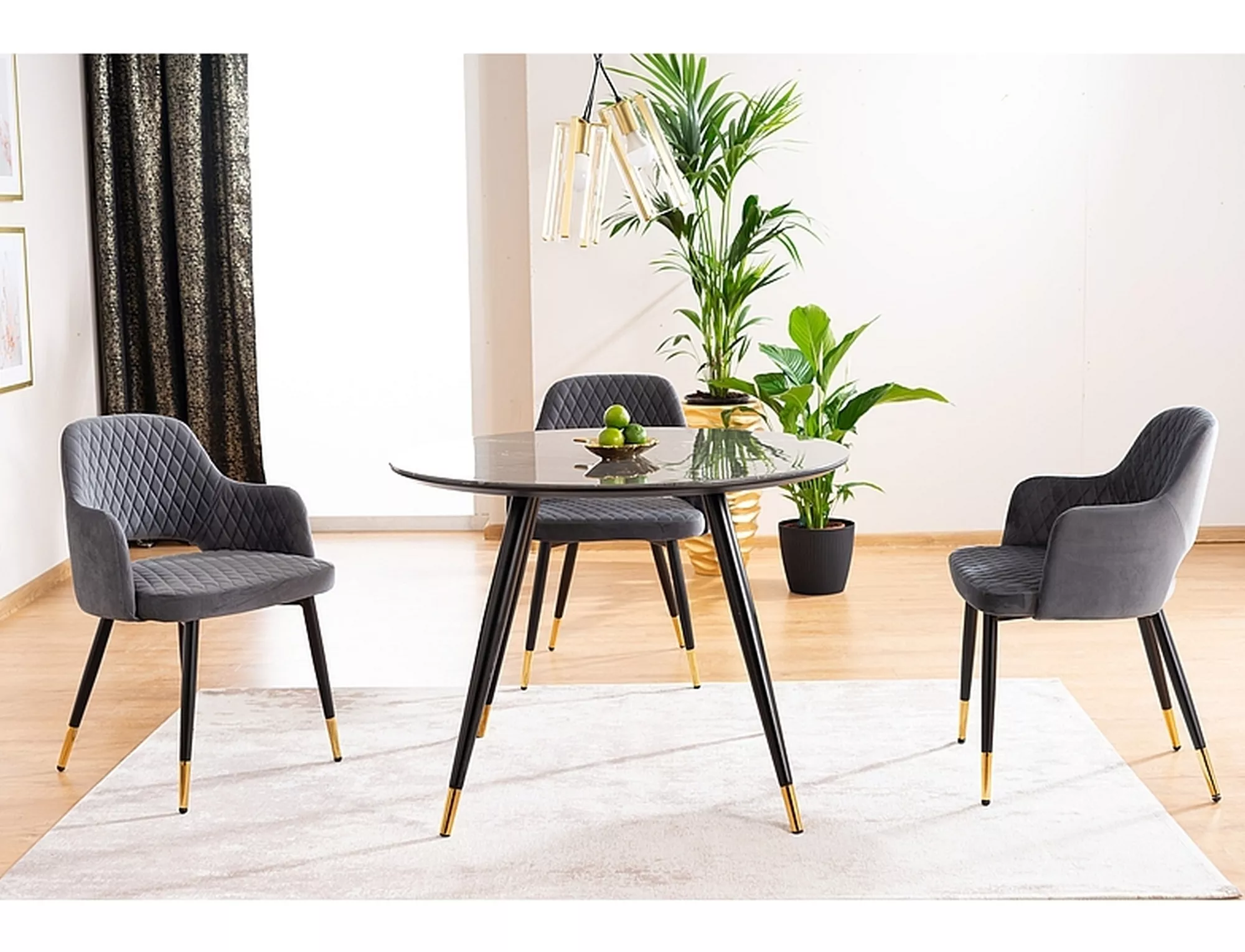 Stół cyryl ii czarny efekt kamienia/czarny/złoty stleaż fi100