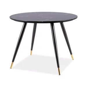 Stół cyryl ii czarny efekt kamienia/czarny/złoty stleaż fi100