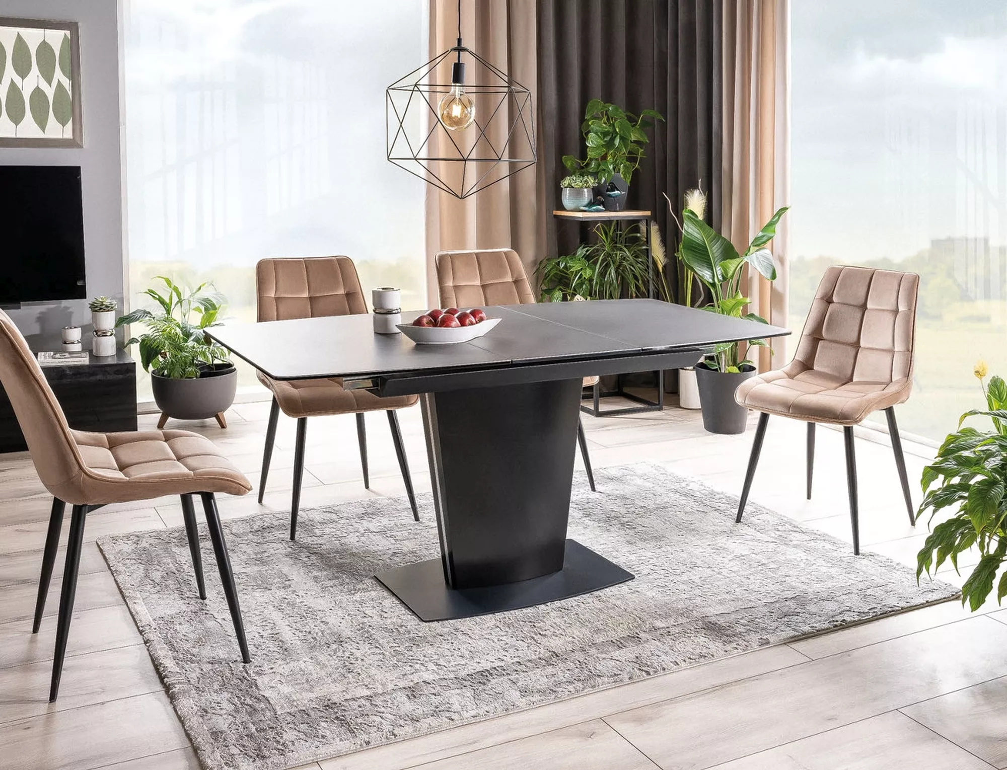 Krzesło chic velvet czarny stelaż / beż bluvel 28