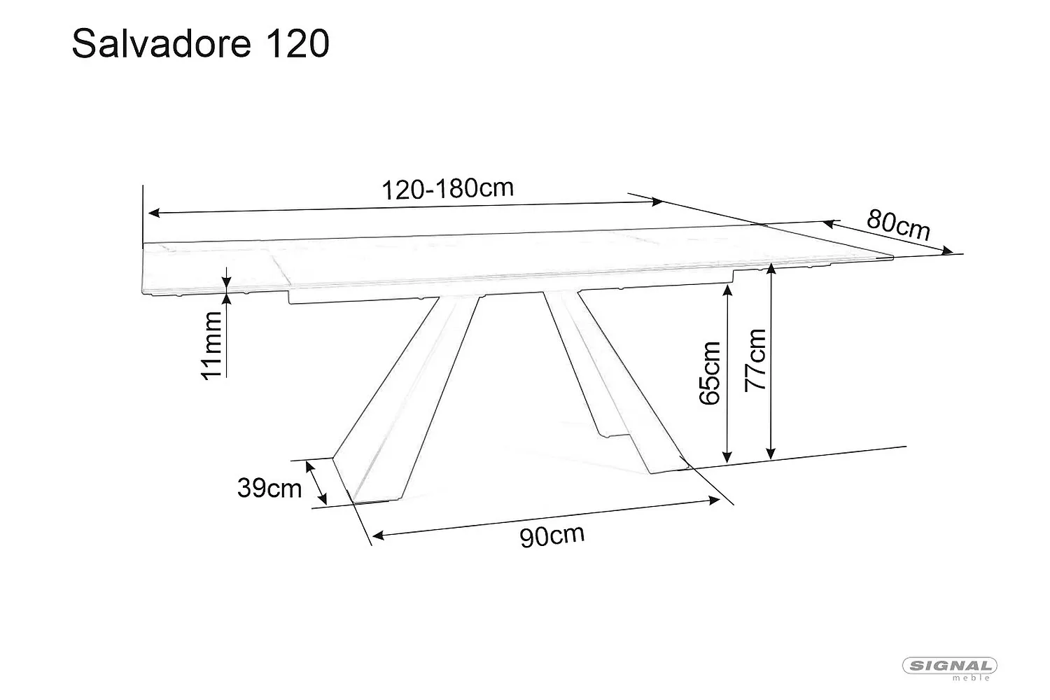 Stół salvadore ceramic ii  ciemny szary/czarny mat 120(180)x80