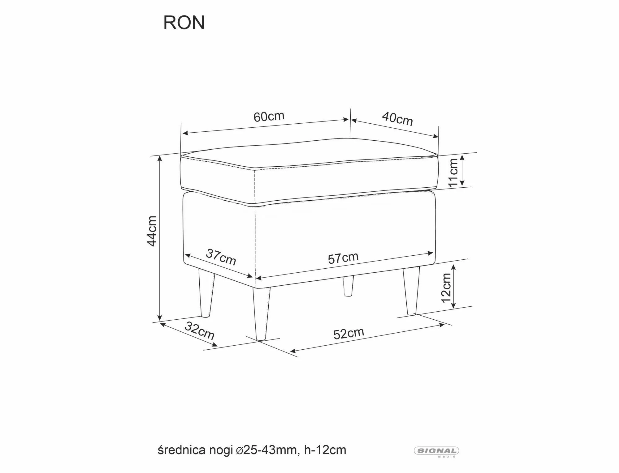 Podnóżek ron velvet antyczny róż bluvel 52 / wenge (p)
