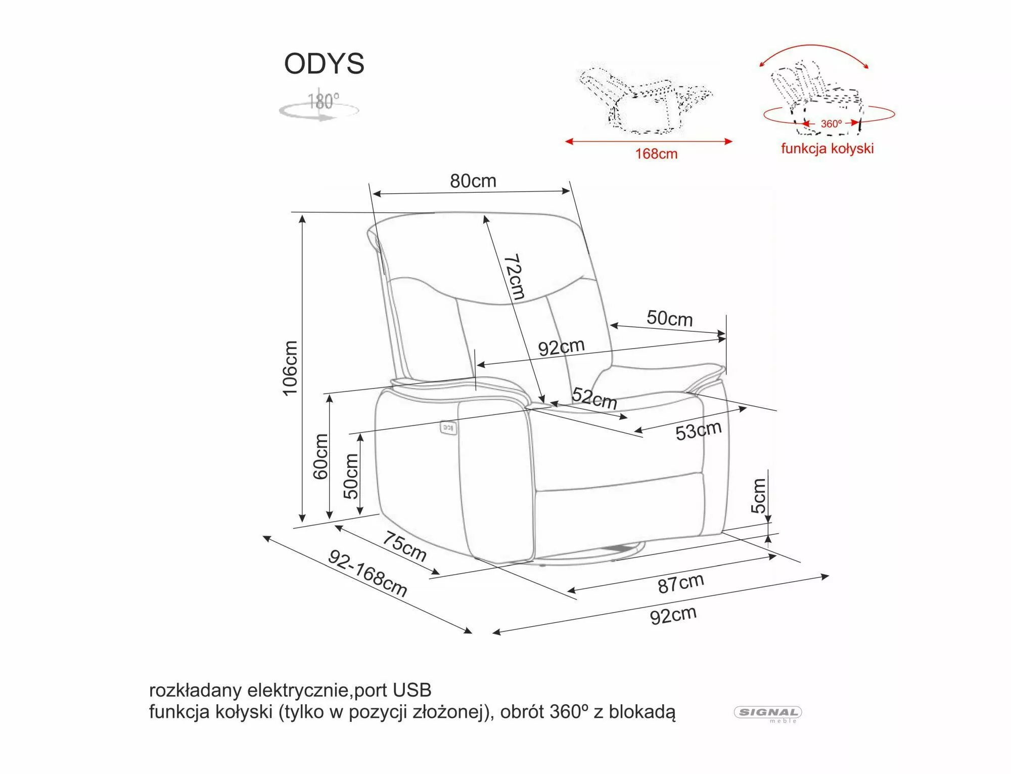 Fotel rozkładany odys raven