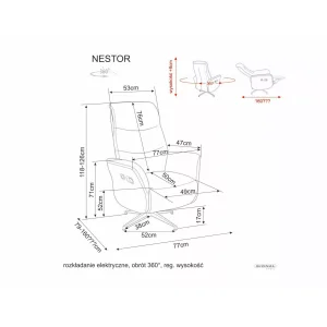 Fotel rozkładany nestor raven