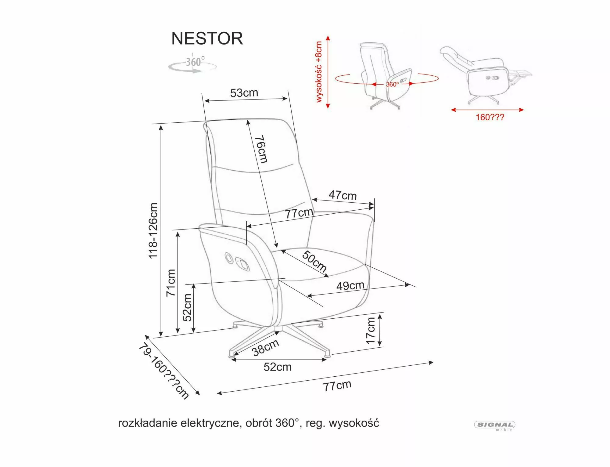 Fotel rozkładany nestor raven