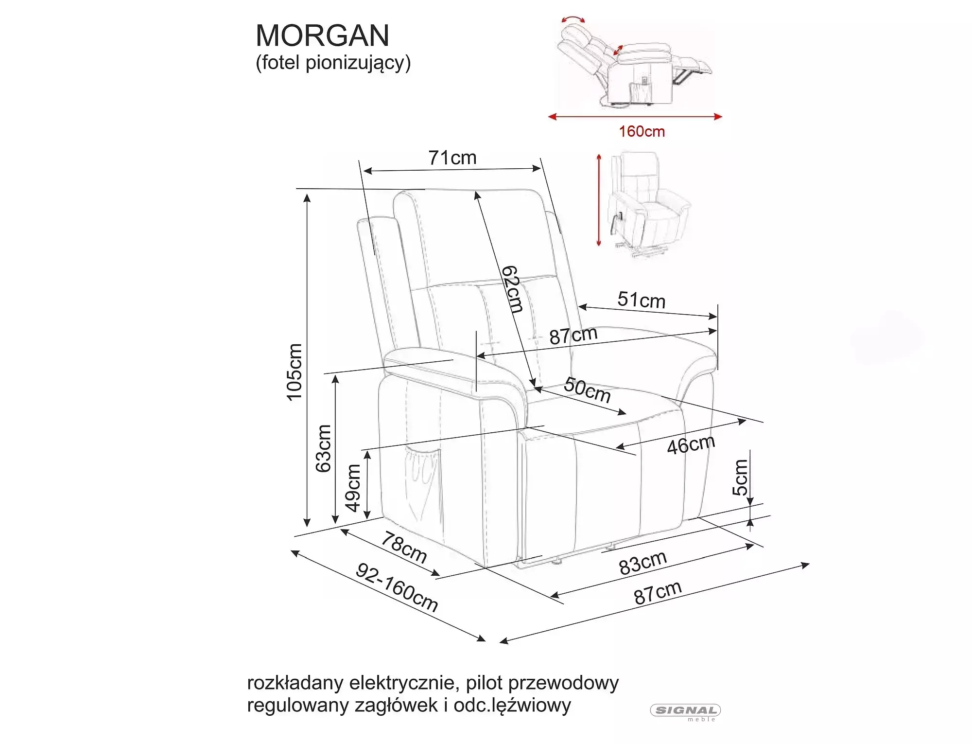 Fotel rozkładany morgan raven