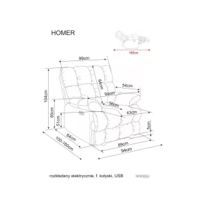 Fotel rozkładany homer raven