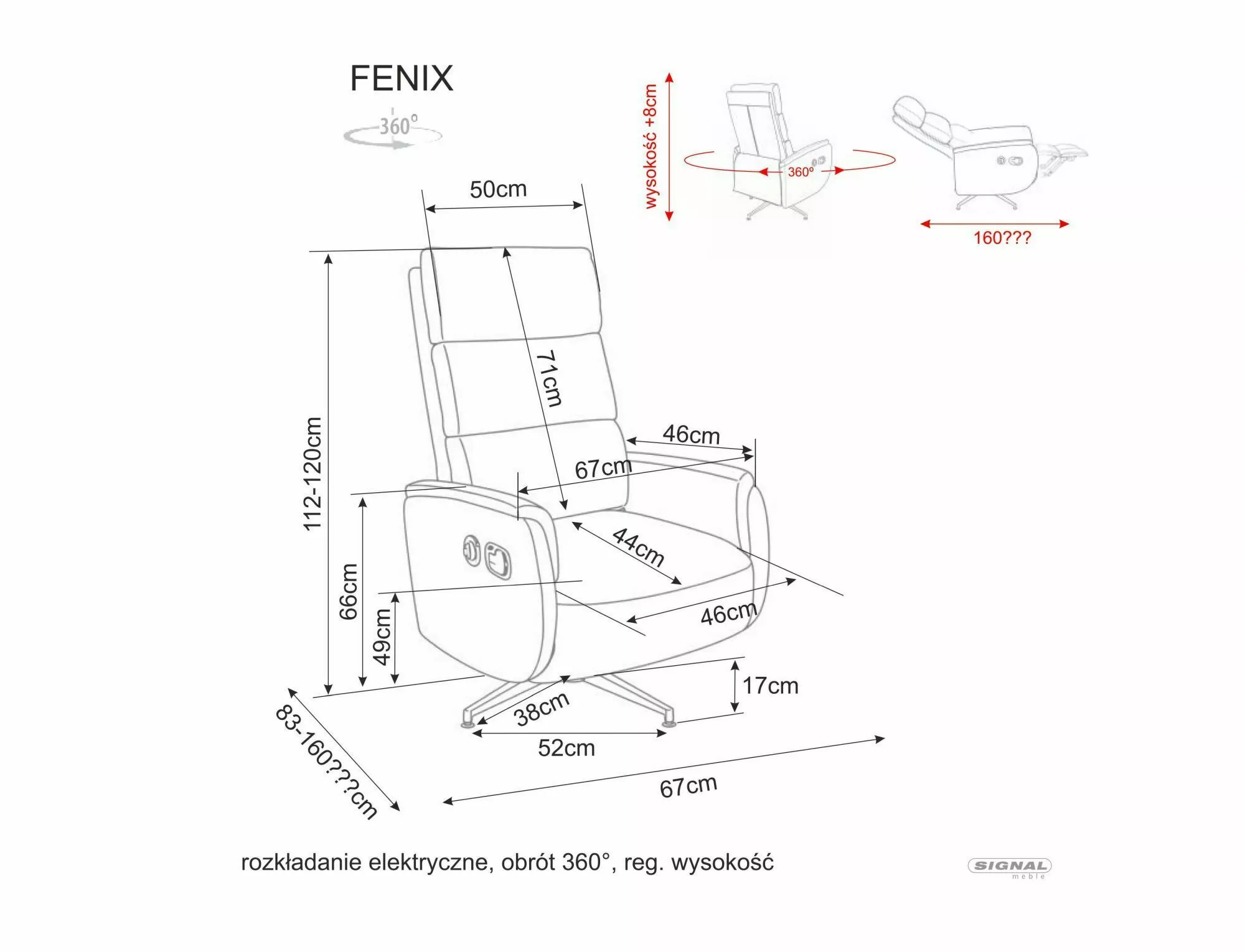 Fotel rozkładany fenix raven