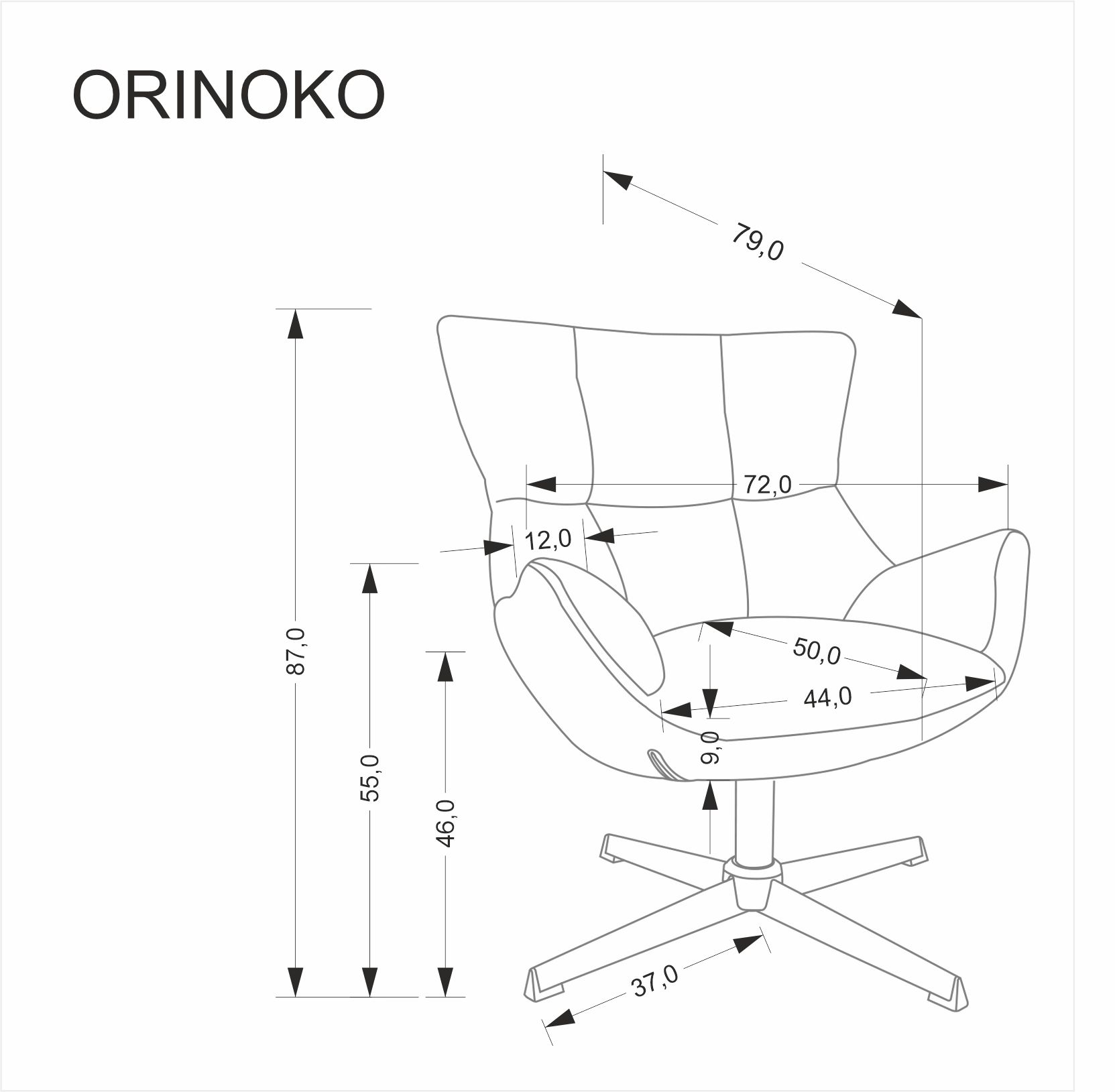 ORINOKO fotel wypoczynkowy popielaty