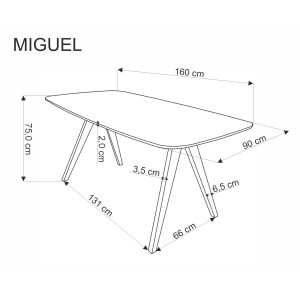 MIGUEL stół, blat - orzechowy, noga - orzechowy