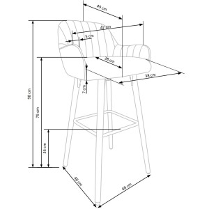 H93 hoker nogi - orzech, tapicerka - ciemny popiel