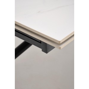 VITORINO stół rozkładany, blat - biały marmur, nogi - czarny