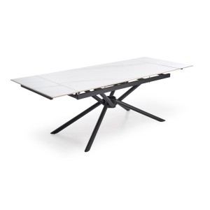 VITORINO stół rozkładany, blat - biały marmur, nogi - czarny