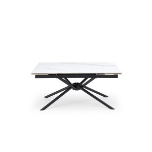 VITORINO stół rozkładany, blat - biały marmur, nogi - czarny