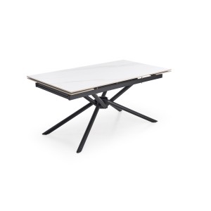 VITORINO stół rozkładany, blat - biały marmur, nogi - czarny