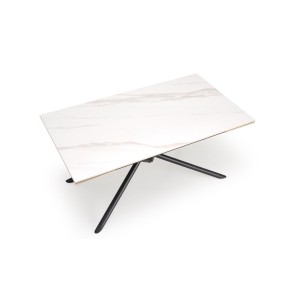 VITORINO stół rozkładany, blat - biały marmur, nogi - czarny