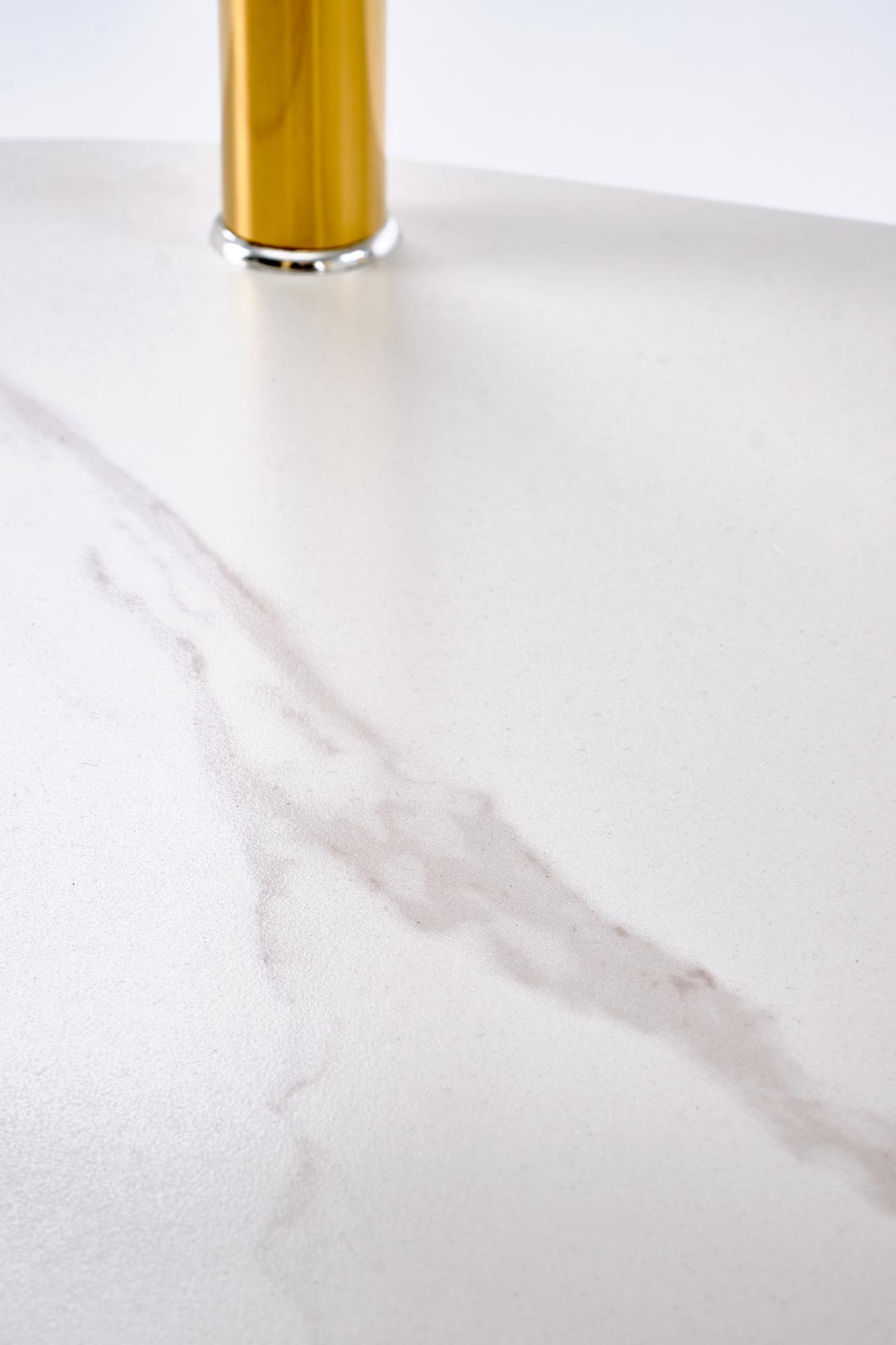 DUCAT ława, biały marmur / transparentny / złoty