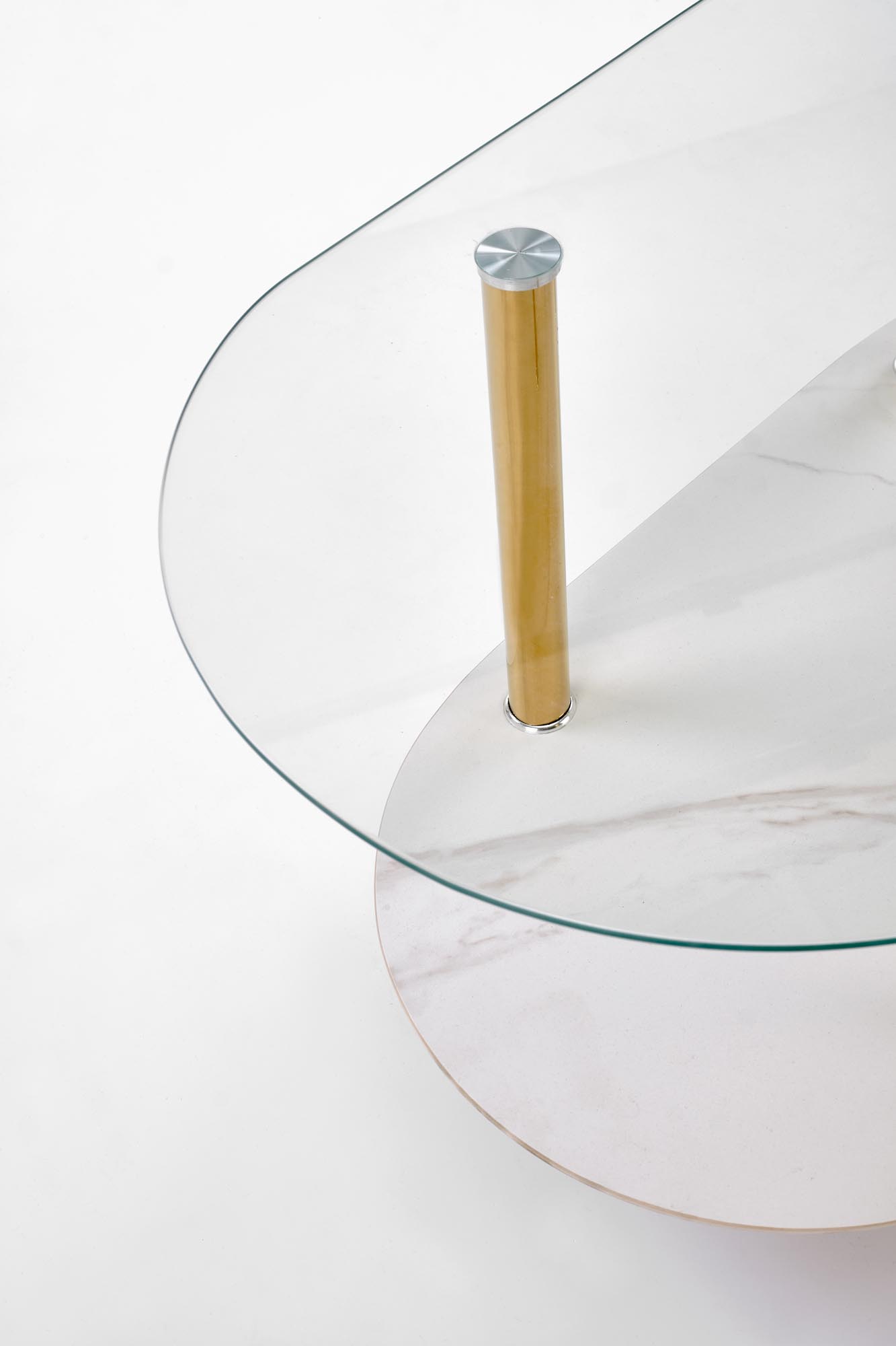 DUCAT ława, biały marmur / transparentny / złoty