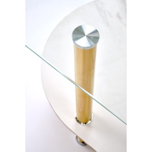 DUCAT ława, biały marmur / transparentny / złoty