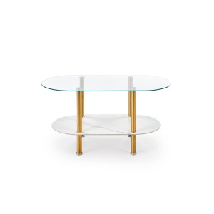 DUCAT ława, biały marmur / transparentny / złoty