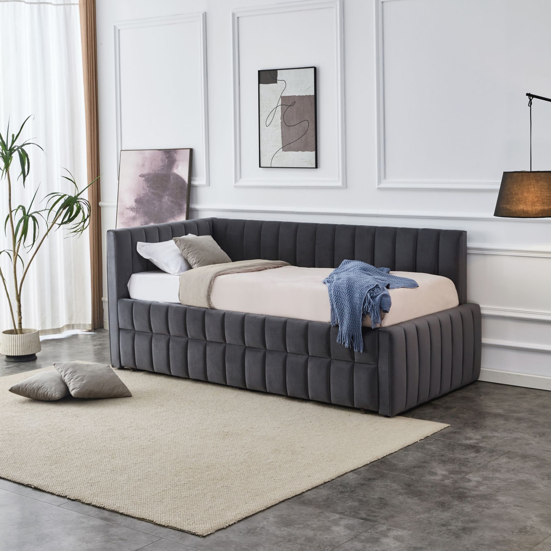 DERBY łóżko z wysuwanym dolnym materacem, popielaty