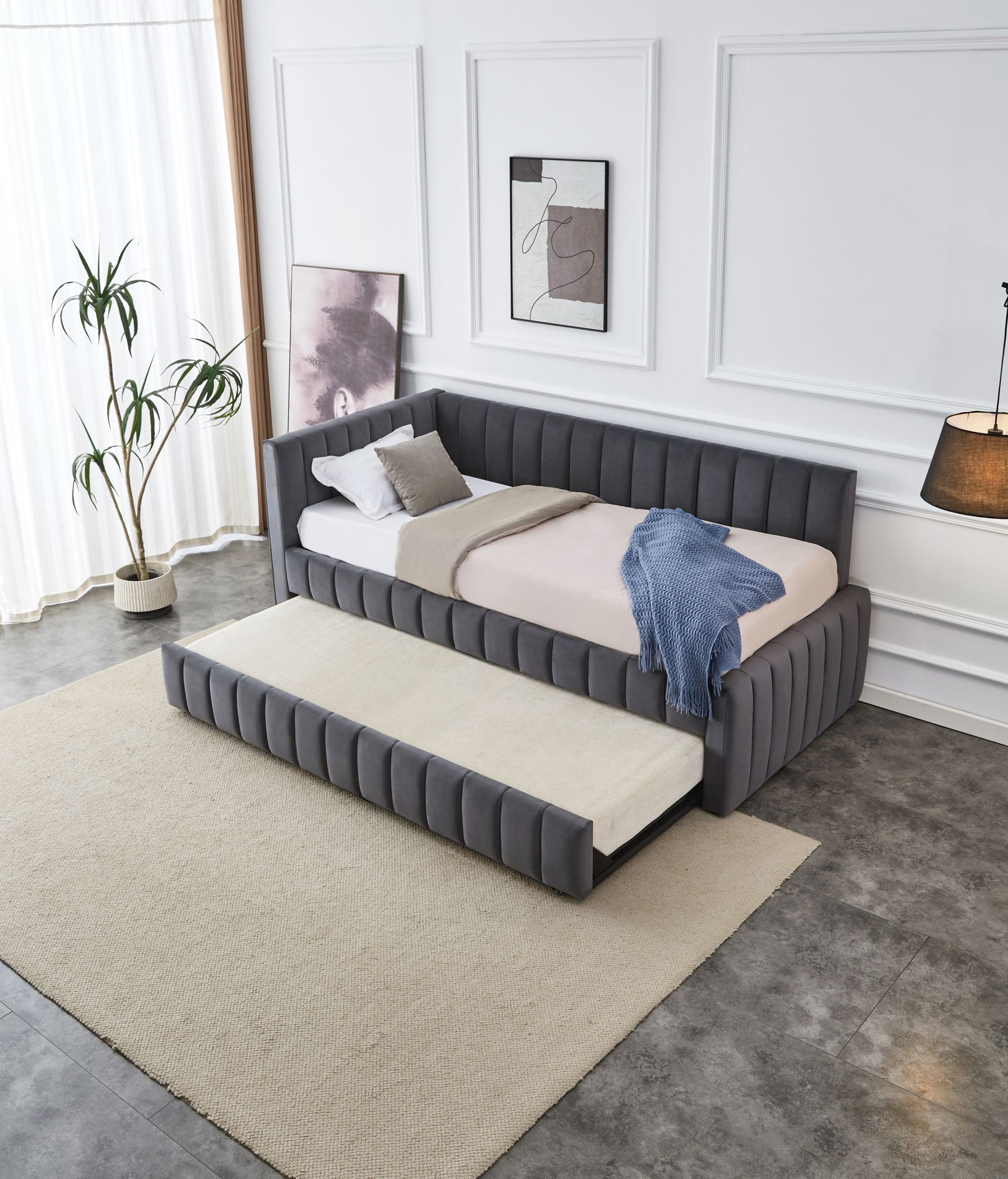 DERBY łóżko z wysuwanym dolnym materacem, popielaty