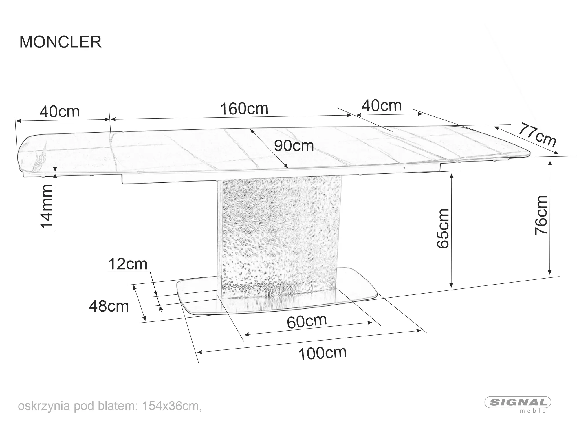 Stół moncler ceramic verde alpi