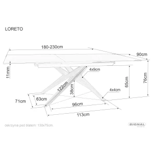 Stół loreto ceramic ossido bruno