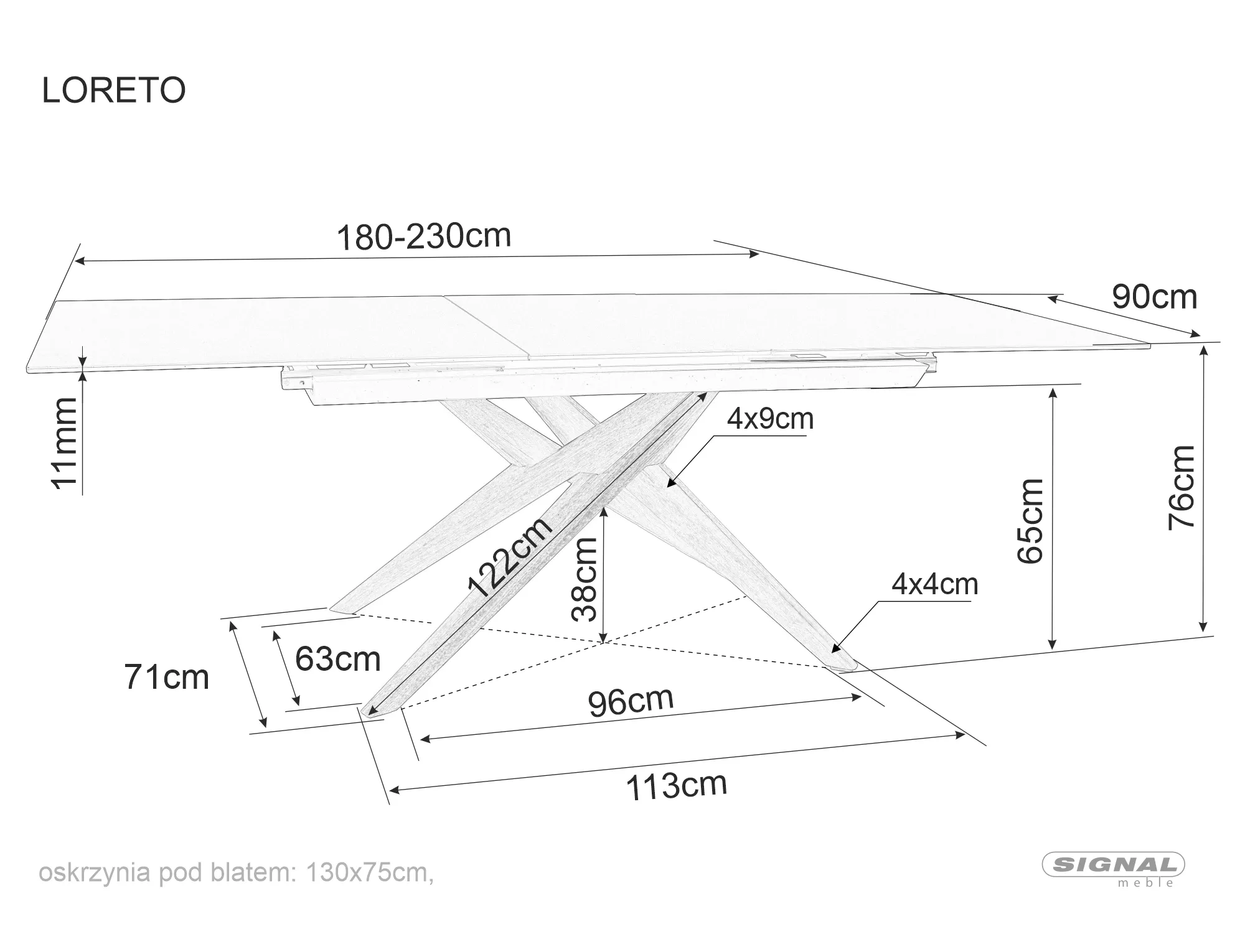 Stół loreto ceramic ossido bruno