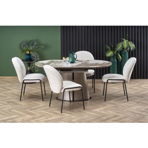 ROBINSON stół rozkładany, beżowy marmur / cappuccino / czarny