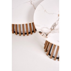 CARINA  ława beżowy marmur / orzechowy