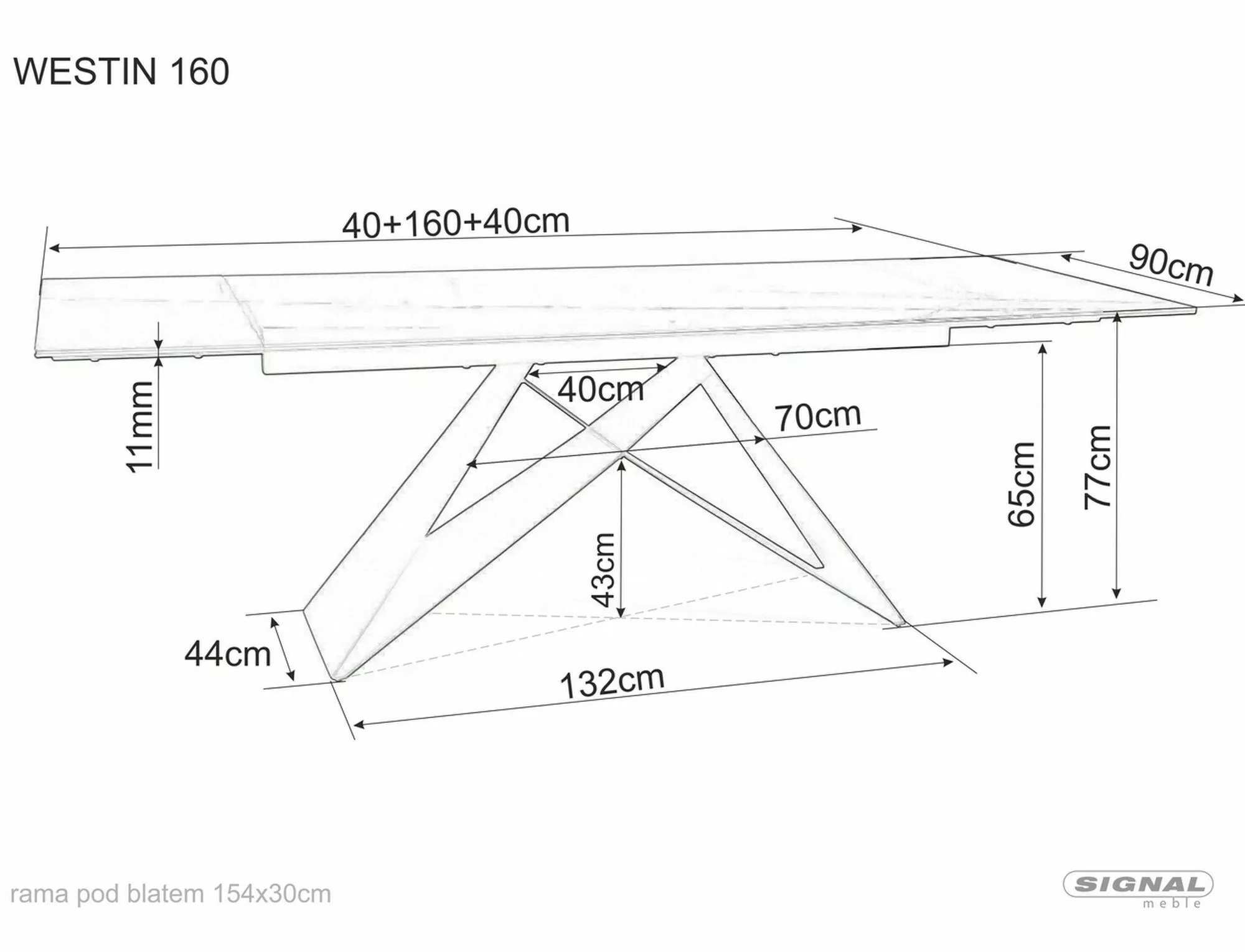 Stół westin ceramic sahara noir