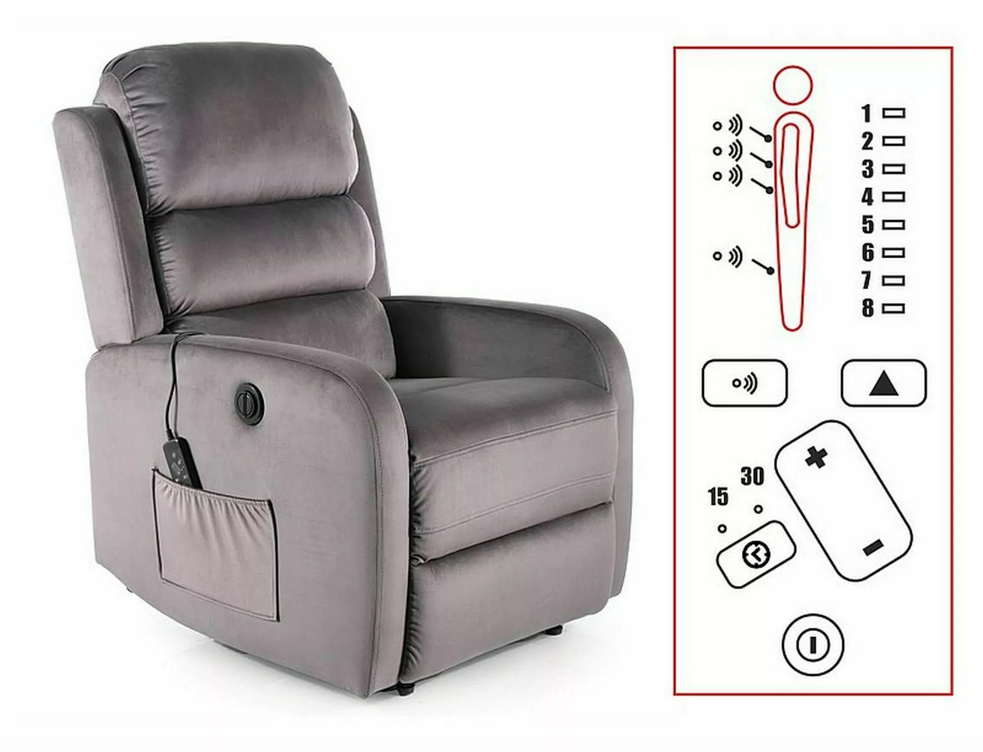 Fotel pegaz m velvet z f. masażu