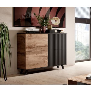 RANDOM KM-2 komoda dąb wotan/czarny