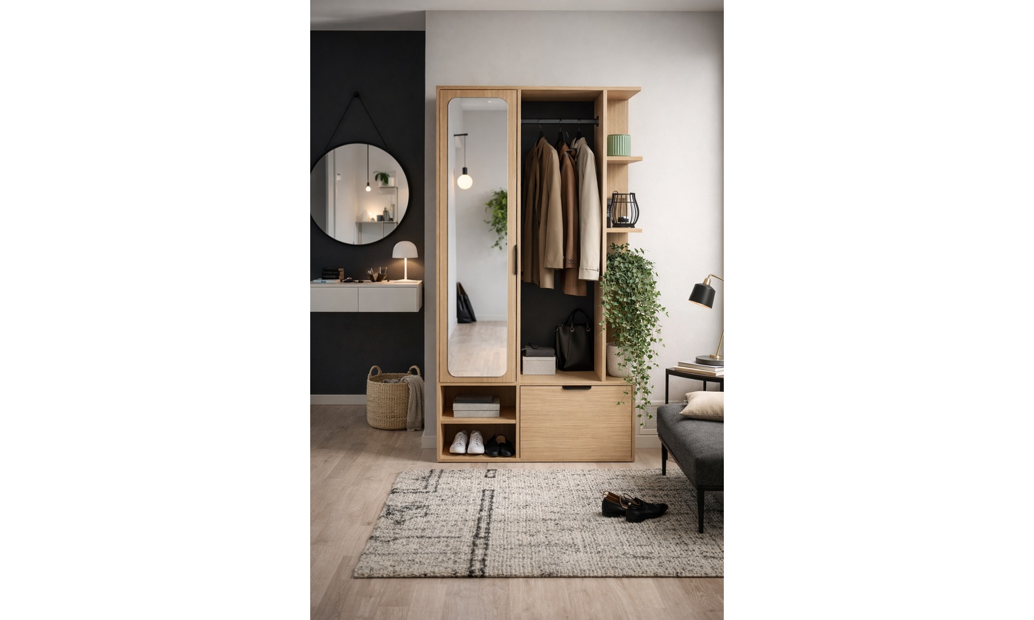 Garderoba Nala (dąb bookmatch)