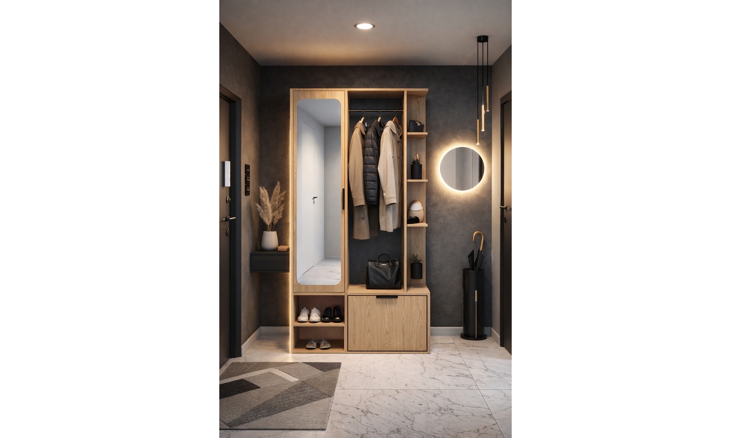 Garderoba Nala (dąb bookmatch)