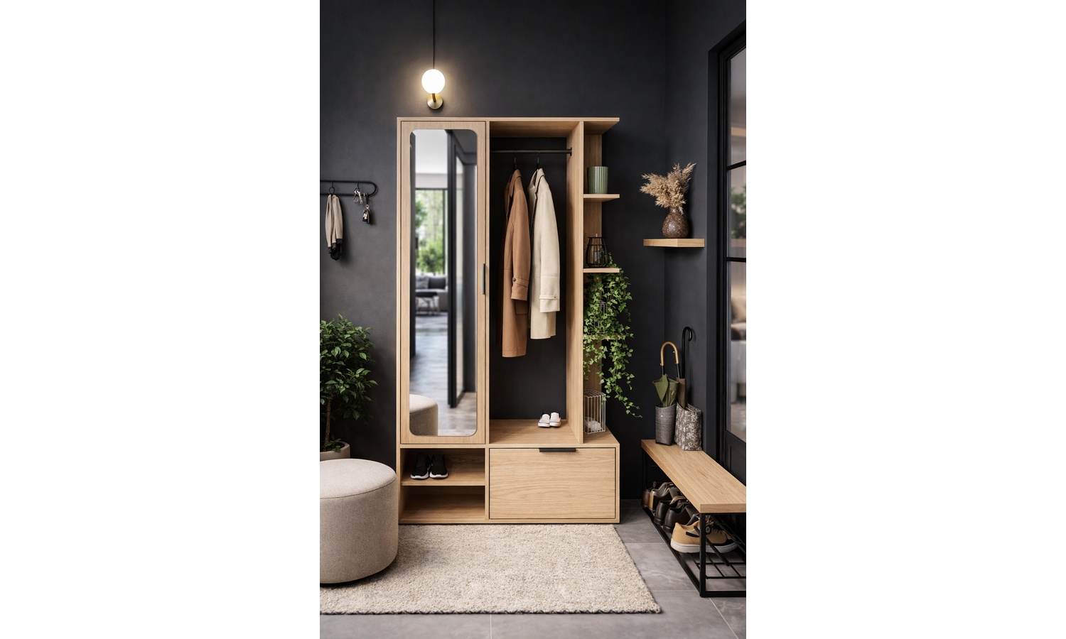 Garderoba Nala (dąb bookmatch)