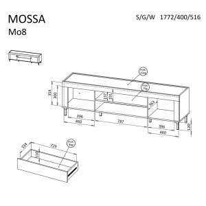 SZAFKA RTV 2D1S MOSSA MO-8 (BIAŁY)