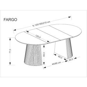 FARGO stół rozkładany, blat - naturalny, nogi - naturalny