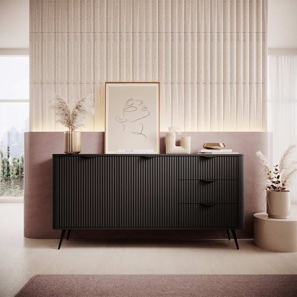 KOMODA LANTE 163 2D3S C (czarny mat)