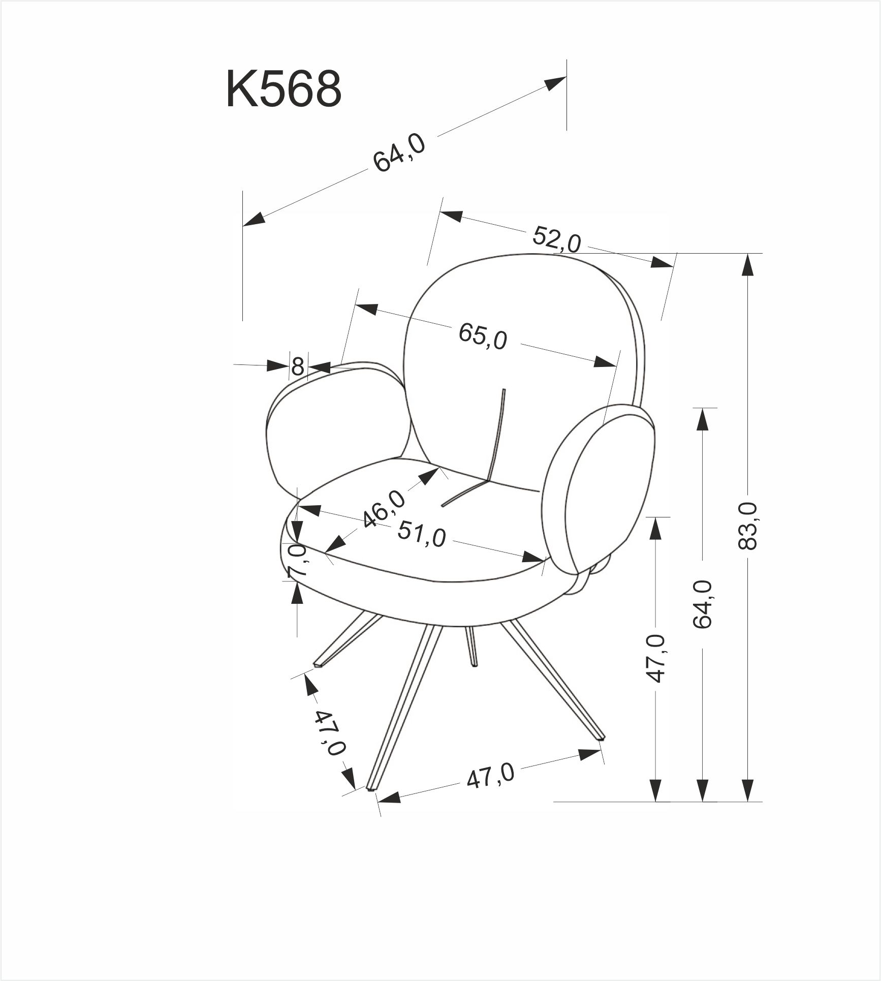 K568 krzesło ciemny beżowy (2p=2szt)