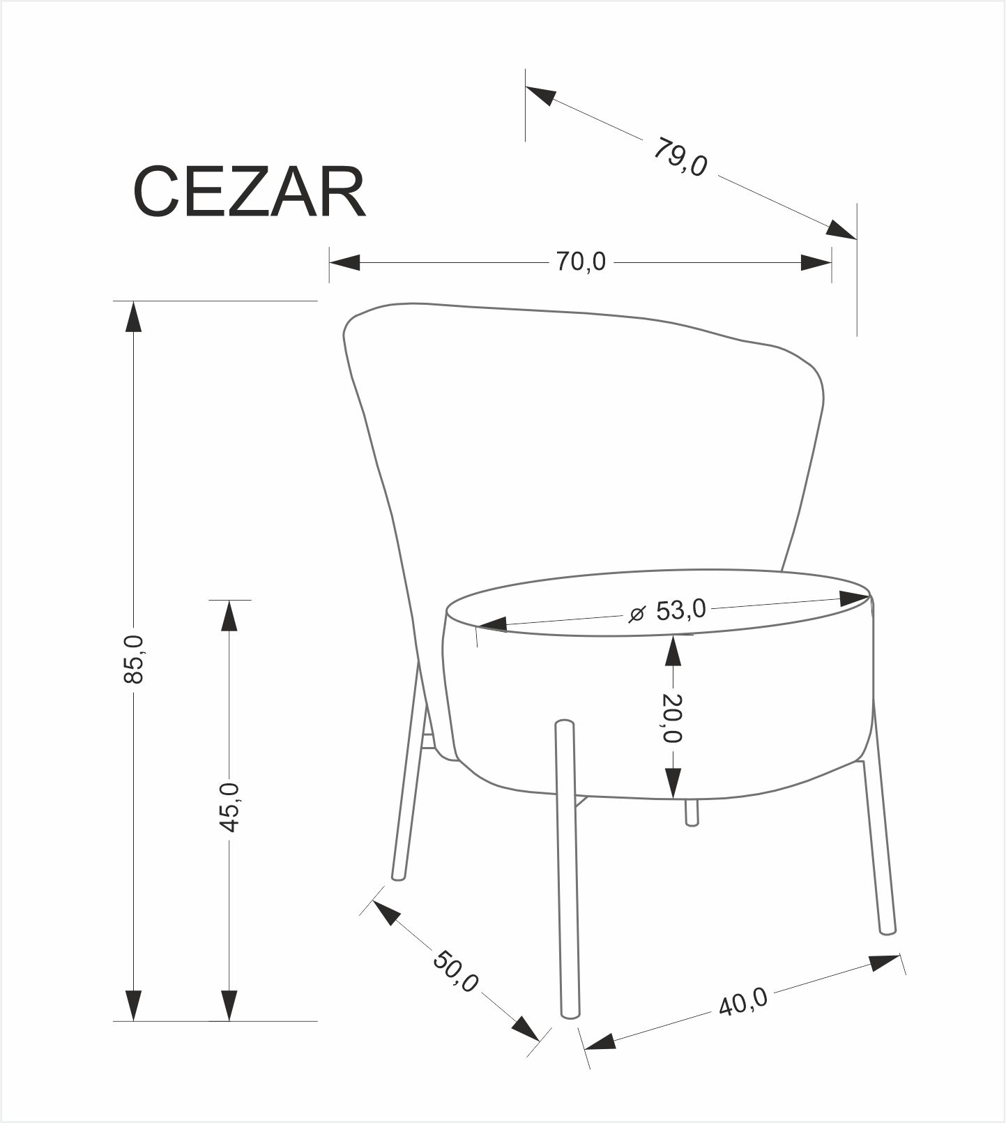 CEZAR fotel wypoczynkowy, popielaty