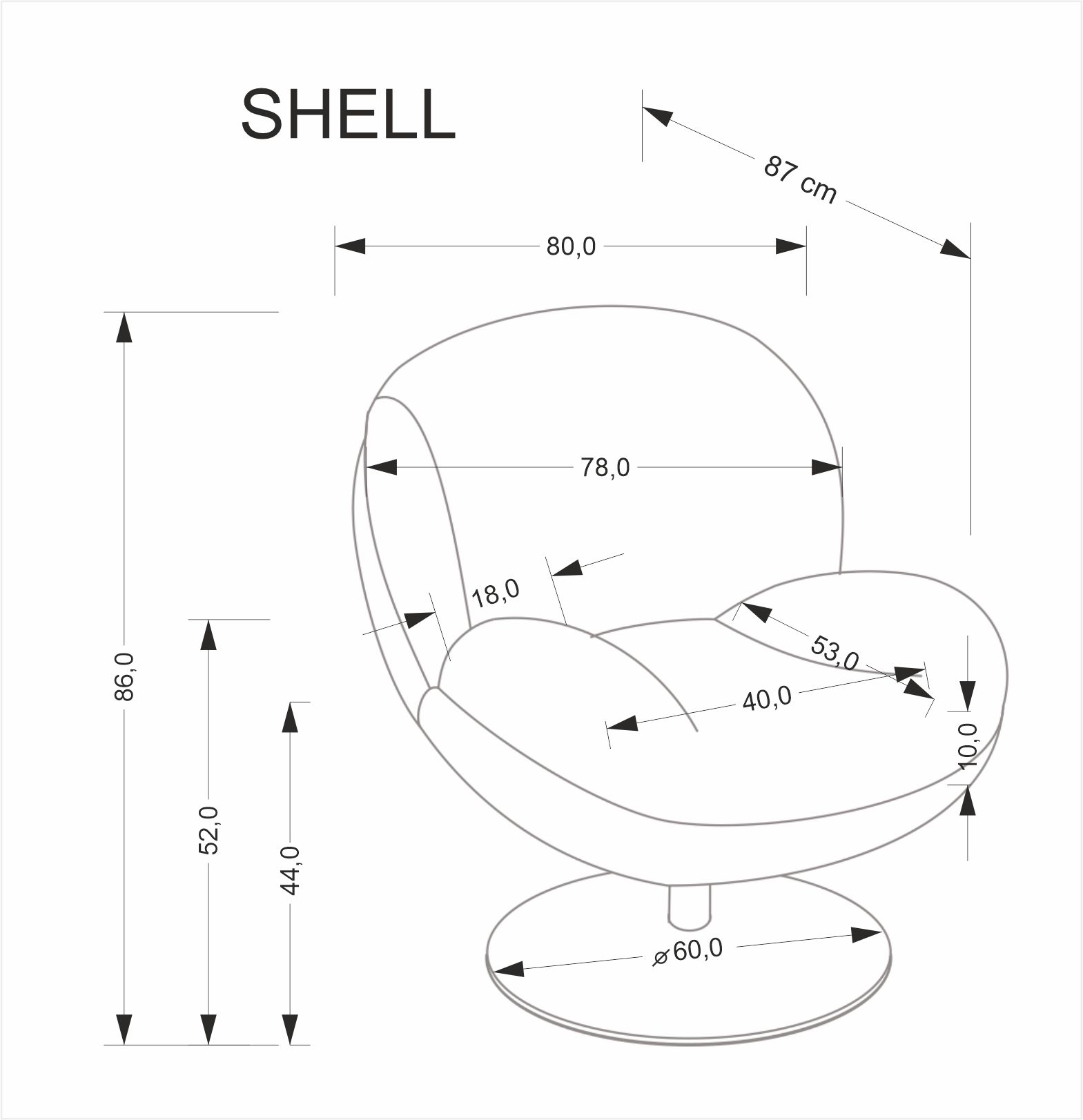 SHELL fotel wypoczynkowy, popielaty